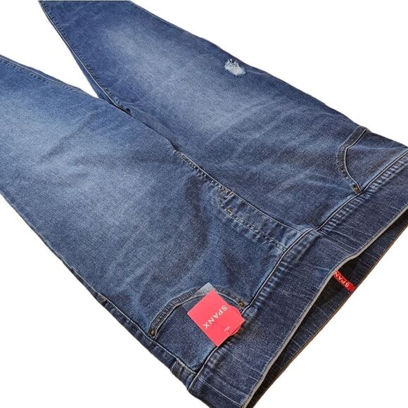 Spanx Distressed Medium Wash Skinny Jeans - Picture 6 of 9